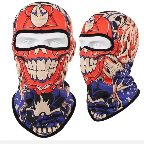 Tactical Skull Ghost Printed Full Face Mask Balaclava Halloween Ski Motorcycle - Picture 1 of 6